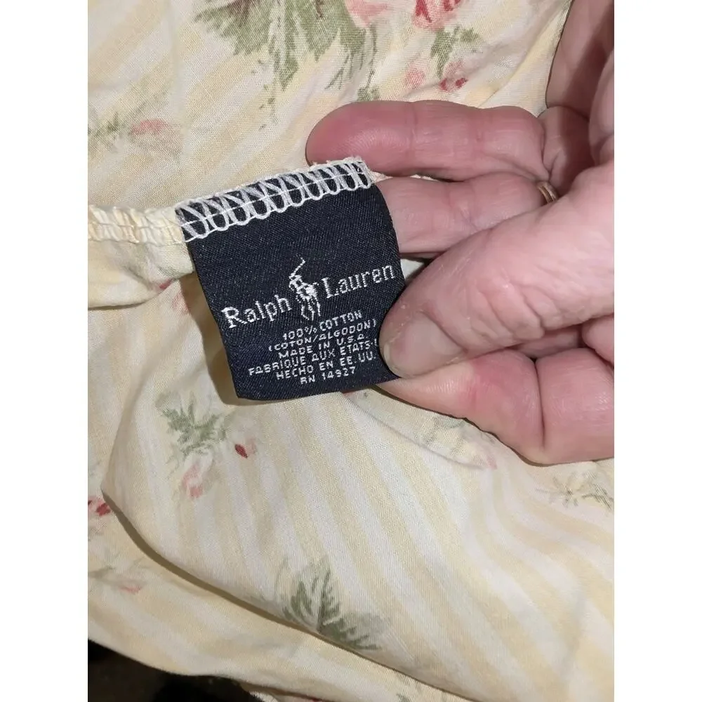 Vtg Ralph Lauren Sophie Brooke Stripped Full Flat & Fitted Sheet 2 Pillow Cases